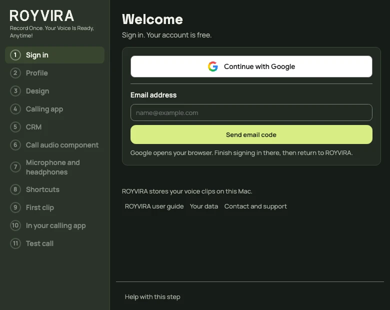 Sign in with Google or an email code.
