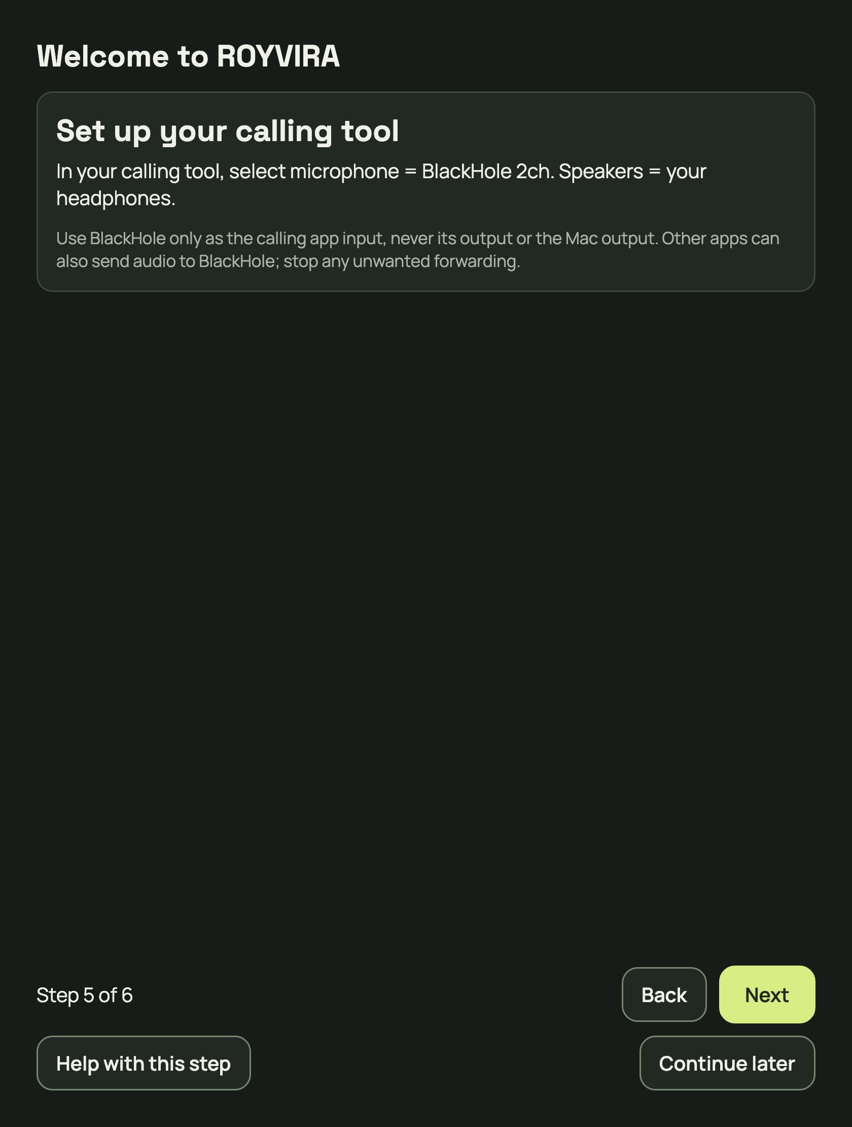 General calling route: BlackHole 2ch as microphone, headphones as speakers.